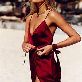 Summer Beach Wine Red Sexy Sleeveless Pyjamas